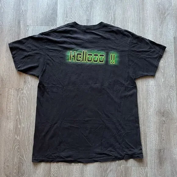 Vintage 90s Looney Tunes UFO Alien All Over Print Double Sided T Shirt Mens L